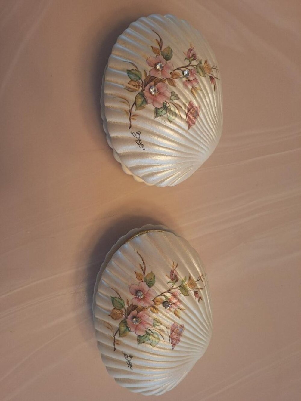 2 Berger Ivory Pearlescent Porcelain Jewelry Trinket Boxes Made In Italy - BN